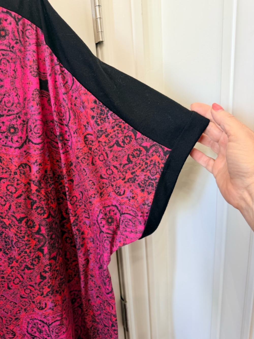 Catherines Pink and Black Printed Raglan Tee - Picture 4 of 5